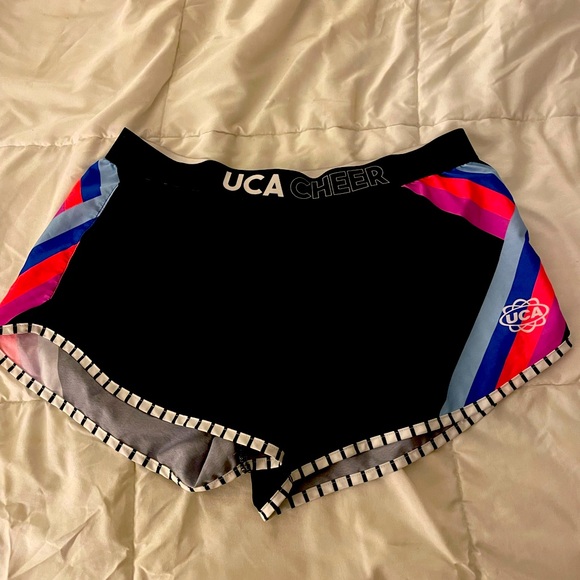 UCA Cheer Black Neon Running Track Shorts - Picture 1 of 5